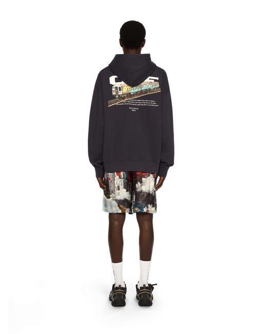 Off-White c/o Virgil Abloh Blue Train Off Skate Hoodie for men