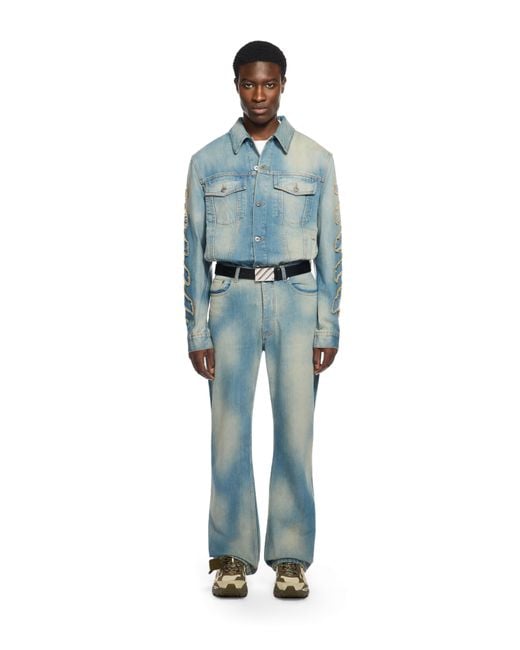 Off-White c/o Virgil Abloh Blue Diagonal Raw Patch 90S Skate Jeans for men