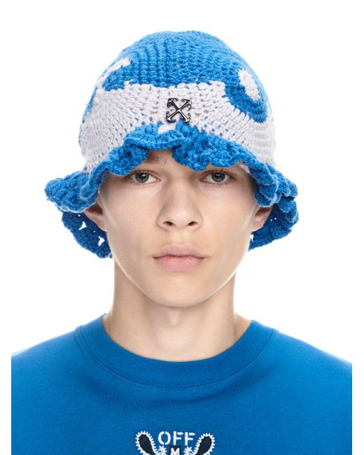 Off-White c/o Virgil Abloh Crochet Bucket Hat in Blue for Men