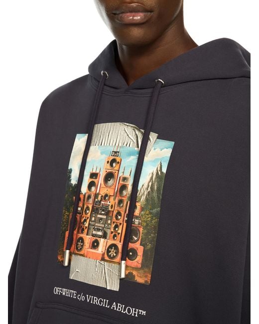 Off-White c/o Virgil Abloh Blue Train Off Skate Hoodie for men