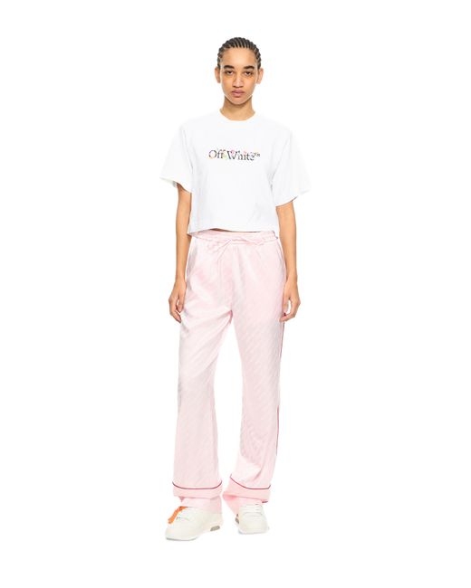 Off-White c/o Virgil Abloh Pink Jacquard Satin Pajama Pants