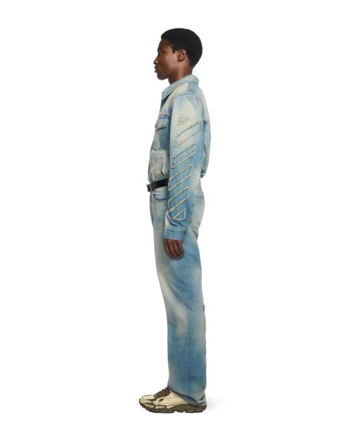 Off-White c/o Virgil Abloh Blue Diagonal Raw Patch 90S Skate Jeans for men
