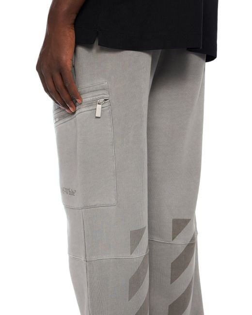 Off-White c/o Virgil Abloh Gray Laundry Diagonal Cargo Sweatpants for men