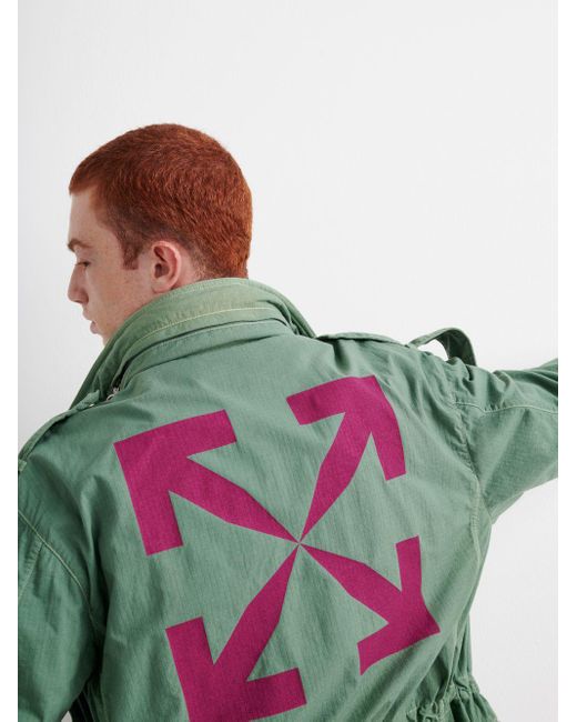 Off-White c/o Virgil Abloh Synthetic Military Field Jacket in Green for Men  - Lyst