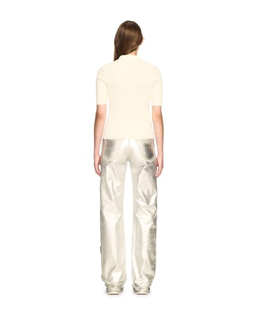Off-White c/o Virgil Abloh White Cream Striped Knit Polo Shirt