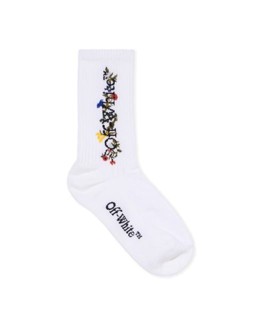 Off-White c/o Virgil Abloh White Floral Pattern Mid Socks
