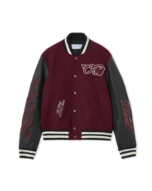 Off-White c/o Virgil Abloh Red Off- C/O Ac Milan Varsity Jacket for men