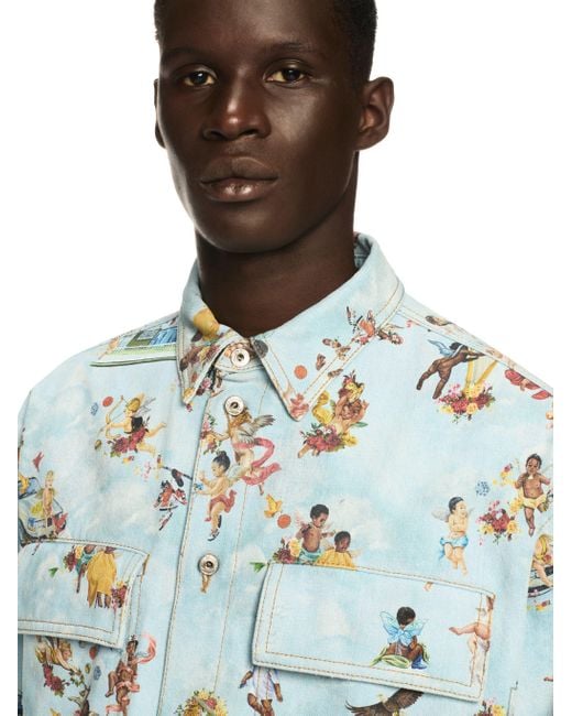 Off-White c/o Virgil Abloh Blue Fresco Print Den Milit Shirt for men