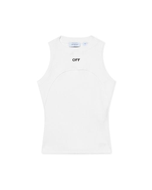 Off-White c/o Virgil Abloh White Off Stamp Ribbed Round Tank Top
