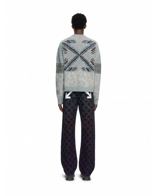 Off-White c/o Virgil Abloh Gray Persian Arrow Knit Crewneck for men