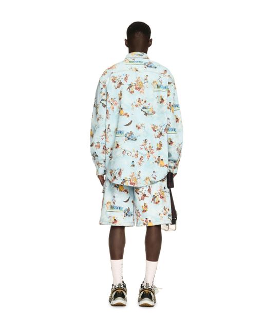 Off-White c/o Virgil Abloh Blue Fresco Print Den Milit Shirt for men