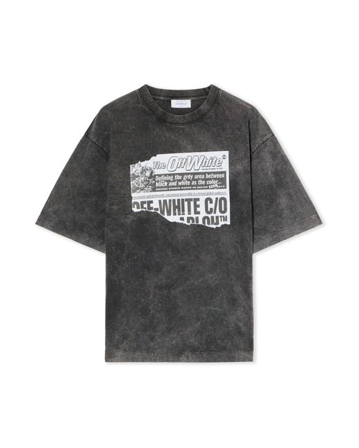 Off-White c/o Virgil Abloh Black News Outl Arrow Skate Logo T-Shirt for men