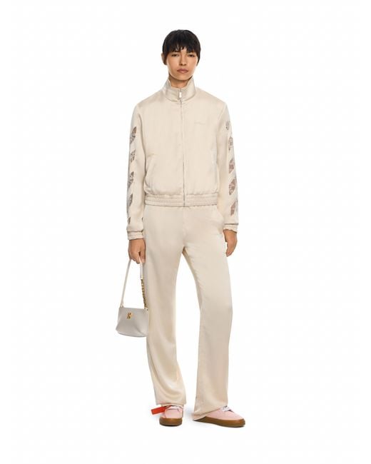 Off-White c/o Virgil Abloh White Diagonals Lace Satin Track Pants