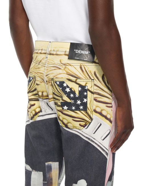 Off-White c/o Virgil Abloh White All-Over Moneyworld Slim Relax Jeans for men