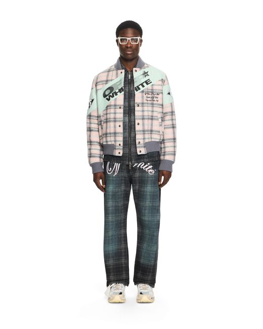 Off-White c/o Virgil Abloh Gray Royal Check Varsity Jacket for men