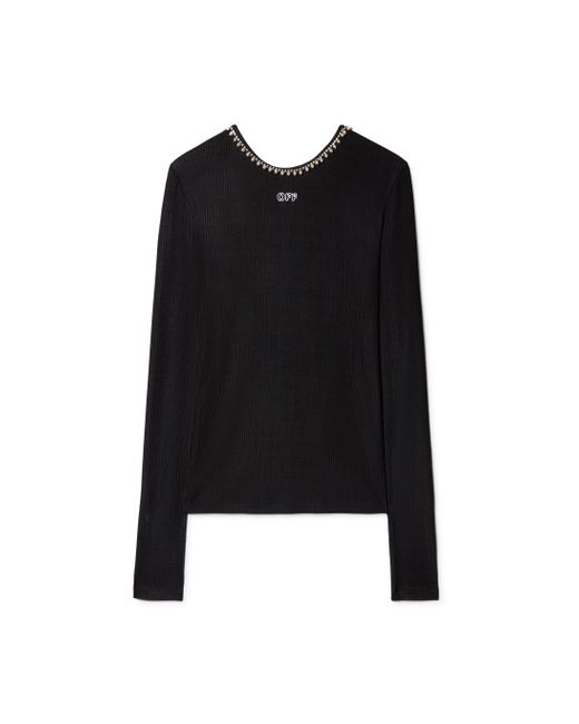 Top A Coste Anni '20 Con Decorazione di Off-White c/o Virgil Abloh in Black