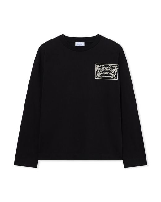 Off-White c/o Virgil Abloh Black Embroidered Paisley Logo Long Sleeve T-Shirt