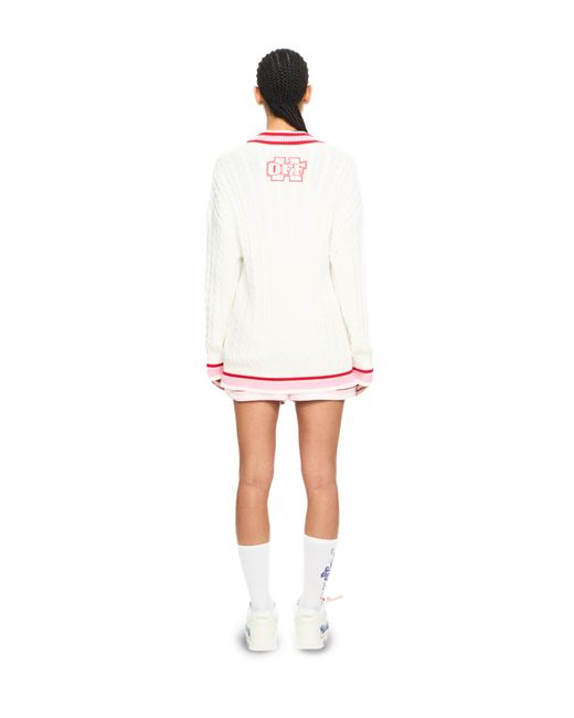 Off-White c/o Virgil Abloh White College Patch Cable Knit Cardigan