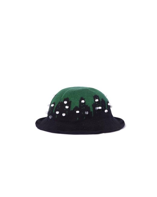 Off-White c/o Virgil Abloh Green Palaces Crochet Bucket Hat for men