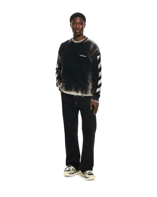 Off-White c/o Virgil Abloh Black Diag Corrosion Crewneck Sweater for men