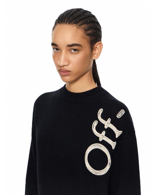 Off-White c/o Virgil Abloh Black Vertical Bookish Logo Knit Crewneck