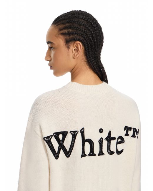 Off-White c/o Virgil Abloh White Bookish Shared Logo Knit Crewneck