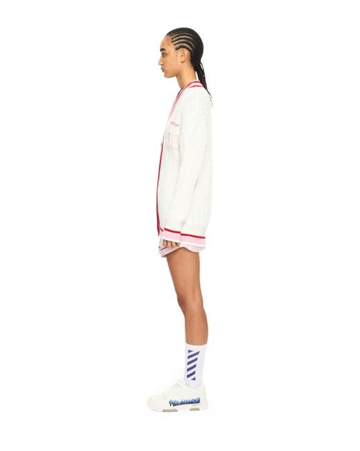 Off-White c/o Virgil Abloh White College Patch Cable Knit Cardigan