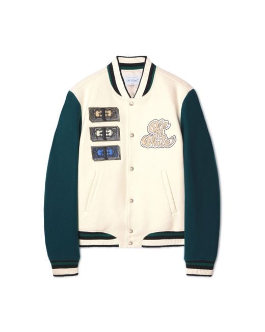Off-White c/o Virgil Abloh Blue Cash Wool Varsity Jacket for men
