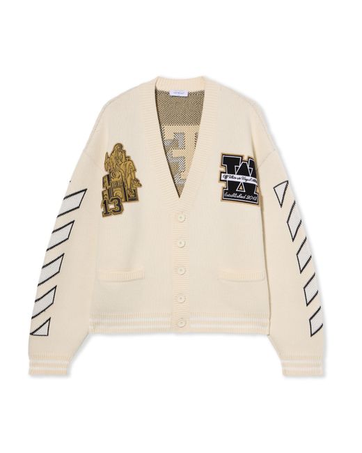 Off-White c/o Virgil Abloh Natural Lion Varsity Knit Cardigan for men