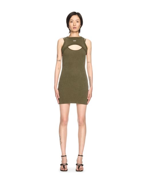 Off-White c/o Virgil Abloh Green Ribbed Cut-Out Dress