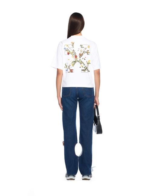 Off-White c/o Virgil Abloh White Flowers Boxy Cotton Logo T-Shirt