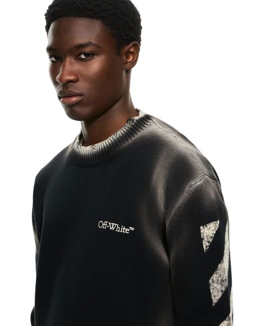 Off-White c/o Virgil Abloh Black Diag Corrosion Crewneck Sweater for men