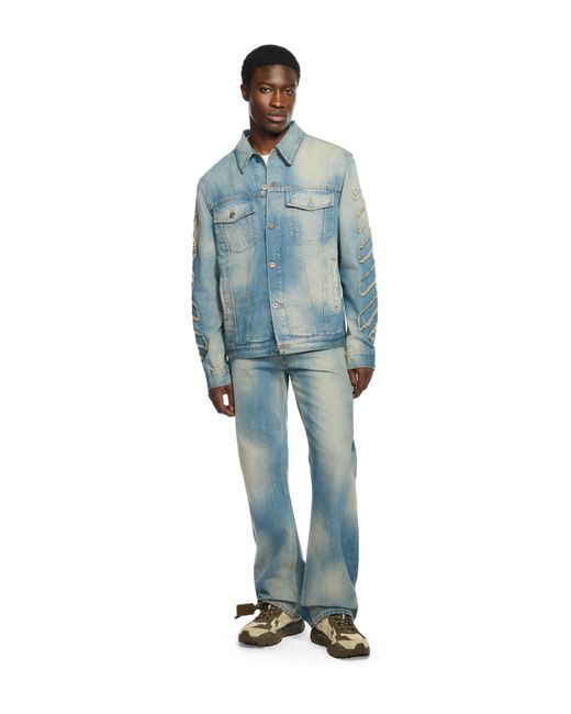 Off-White c/o Virgil Abloh Blue Diagonal Raw Patch Denim Jacket for men