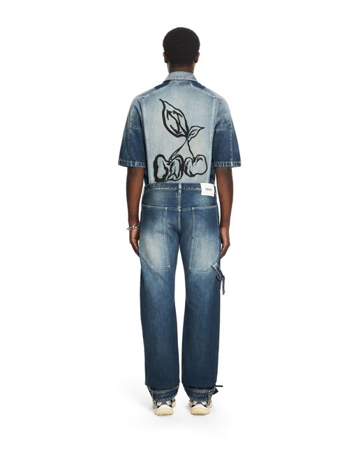 Off-White c/o Virgil Abloh Blue Cherry Diagonal Twist Stack Jeans for men
