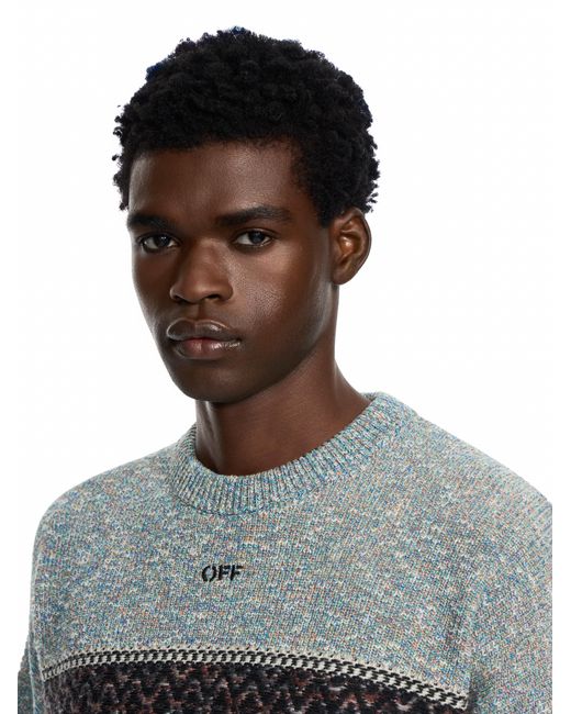 Off-White c/o Virgil Abloh Gray Persian Arrow Knit Crewneck for men
