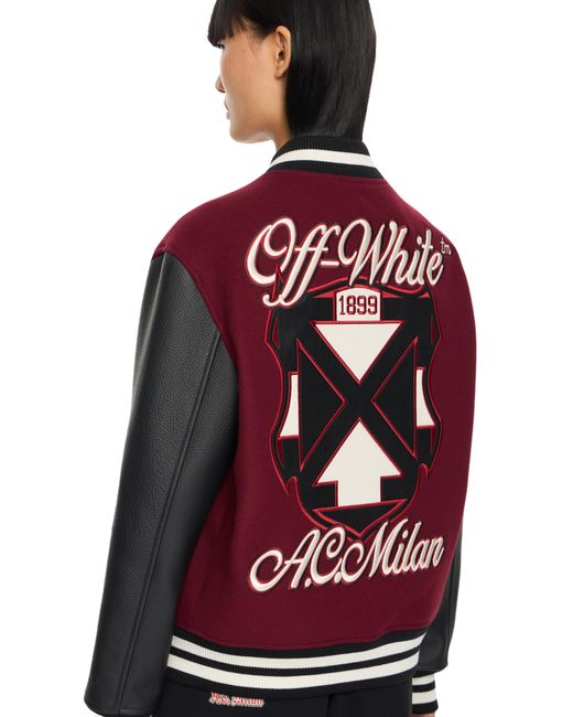 Off-White c/o Virgil Abloh Red Off- C/O Ac Milan Varsity Jacket