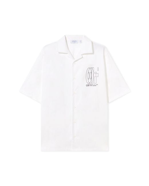 Off-White c/o Virgil Abloh White Outline Double Arrow Bowling Shirt for men