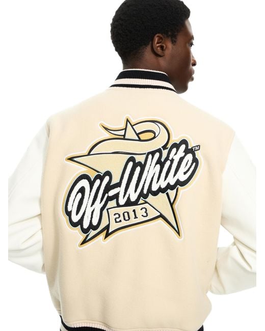 Off-White c/o Virgil Abloh Natural Star Logo Varsity Jacket for men