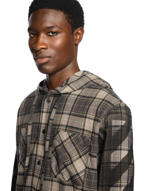 Off-White c/o Virgil Abloh Gray Spray Diagonal Hooded Shirt for men