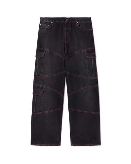 Off-White c/o Virgil Abloh Blue Script Samurai Straight Jeans for men