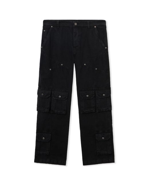 Off-White c/o Virgil Abloh Black Garment-Dyed Multi-Pocket Relaxed Pants for men