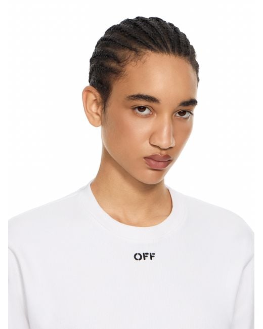 Off-White c/o Virgil Abloh White Off Stamp Rib Cropped Tee