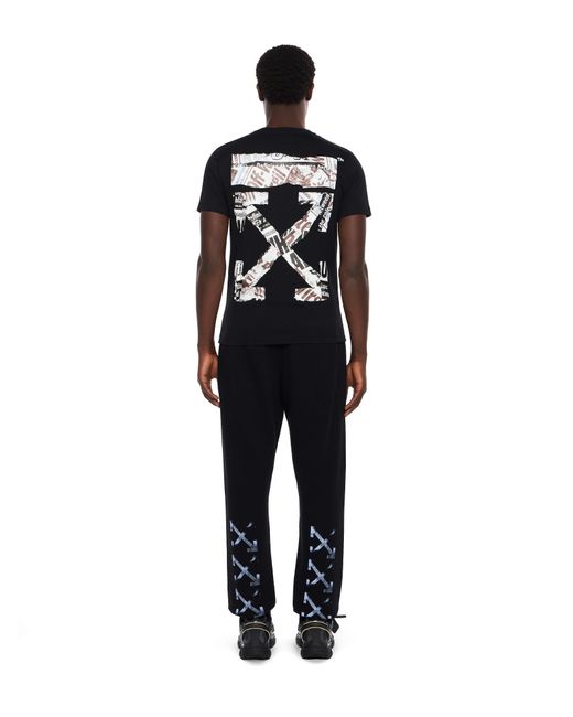 Off-White c/o Virgil Abloh Black Newspaper Arrow Slim Logo Tee for men