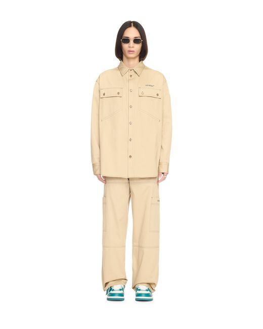Off-White c/o Virgil Abloh Natural Beige Stitch Military Overshirt for men