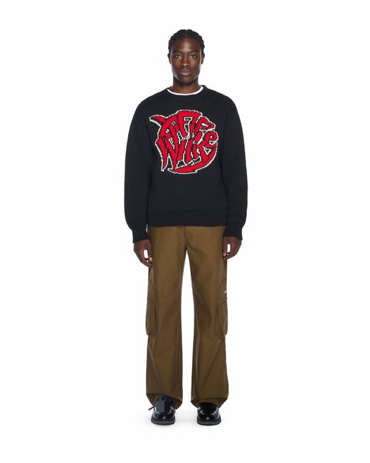 Off-White c/o Virgil Abloh Red Sphere Logo Chunky Knit Crewneck Sweater for men