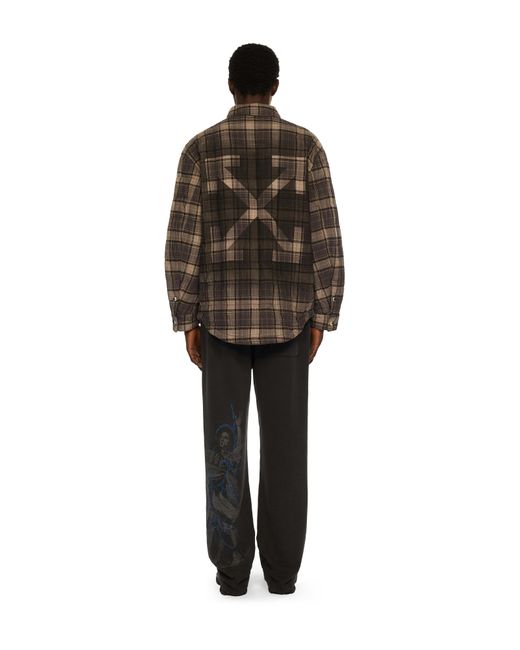 Off-White c/o Virgil Abloh Brown Spray Arrow Check Padded Overshirt for men