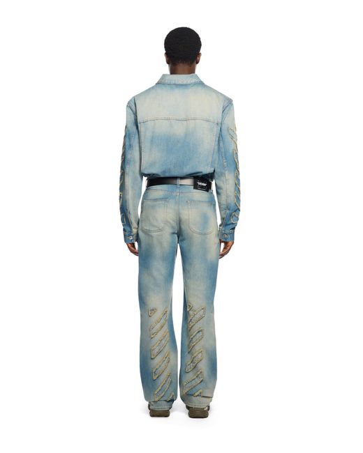 Off-White c/o Virgil Abloh Blue Diagonal Raw Patch Denim Jacket for men