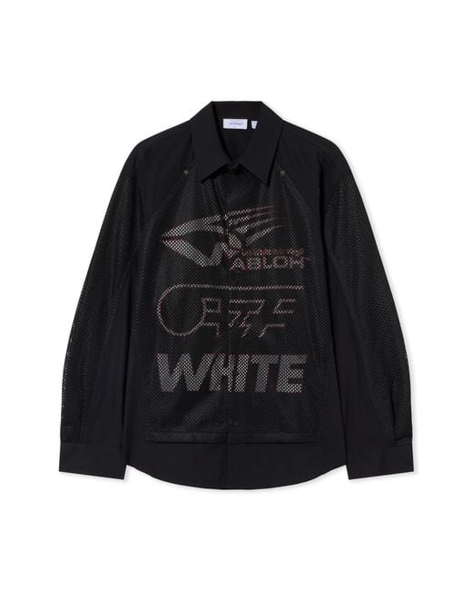 Off-White c/o Virgil Abloh Black Racing Staff Mesh Overshirt for men