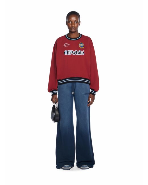 Off-White c/o Virgil Abloh Red Sporty Over Crew Logo Sweatshirt