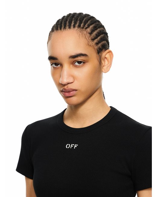 Off-White c/o Virgil Abloh Black Off Stamp Ribbed Basic T-Shirt
